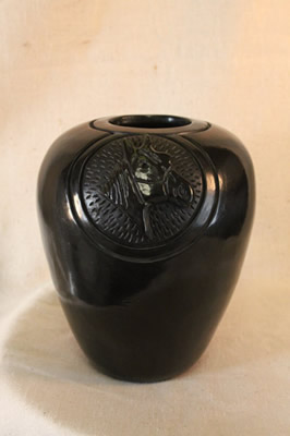 Raven Blackware Pottery- Horse Head Vase