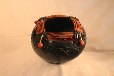 Raven Blackware Pottery - Red Willow Stem Bowl