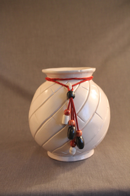 Raven Blackware Pottery - Slanted Lines & Beads Vase