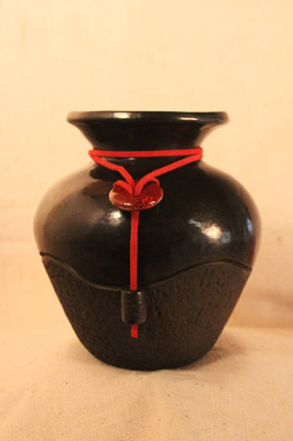 Raven Blackware Pottery - Beaded Vase